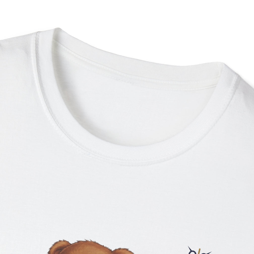 Cute Bear Kid Character T-Shirt | Cartoon Teddy in Hoodie and Denim Shorts