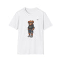 Cute Bear Kid Character T-Shirt | Cartoon Teddy in Hoodie and Denim Shorts