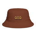 QLQ Streetwear Brown Embroidered Bucket Hat — Palm Logo Urban Sun Hat